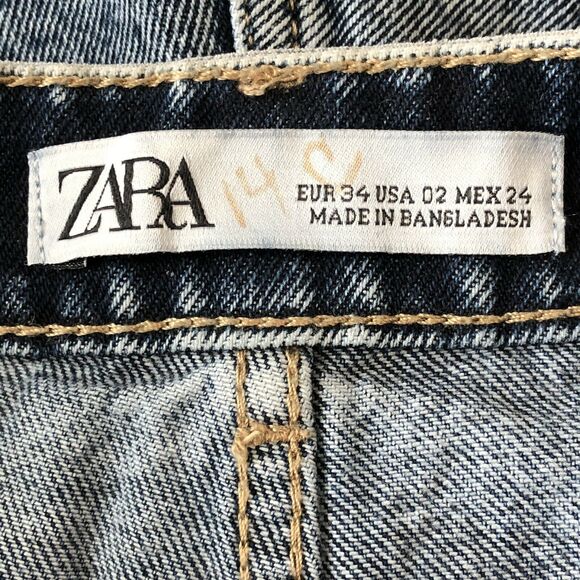 Zara Womens Denim Jeans Shorts Size 2 High Rise Distressed Exposed Button Fly - Picture 5 of 6